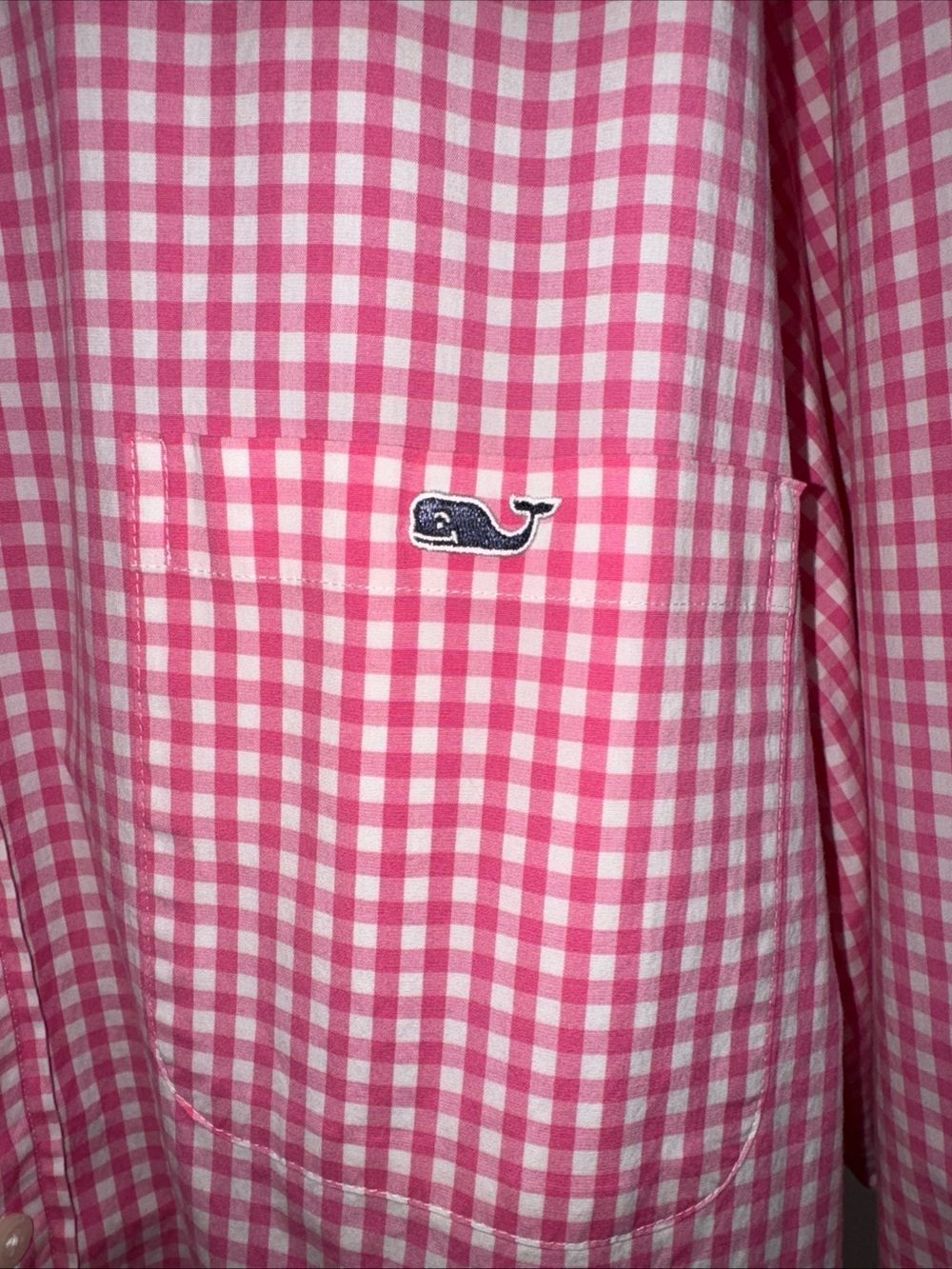 Vineyard Vines Pink Gingham Long-Sleeve Button-Down Shirt - Picture 2 of 7